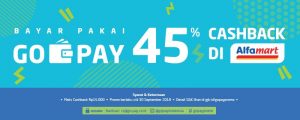promo belanja bulan September 2018, cashback 45% setiap hari di Alfamart
