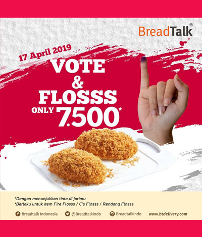 Promo Pemilu BreadTalk 2019, Dapatkan Semua Warian Flosss Seharga 7500*