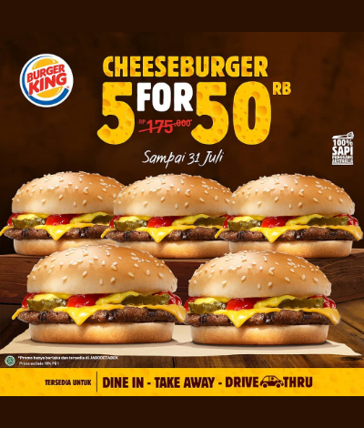 Promo Burger King Cheeseburger, Jakartahotdeal.com